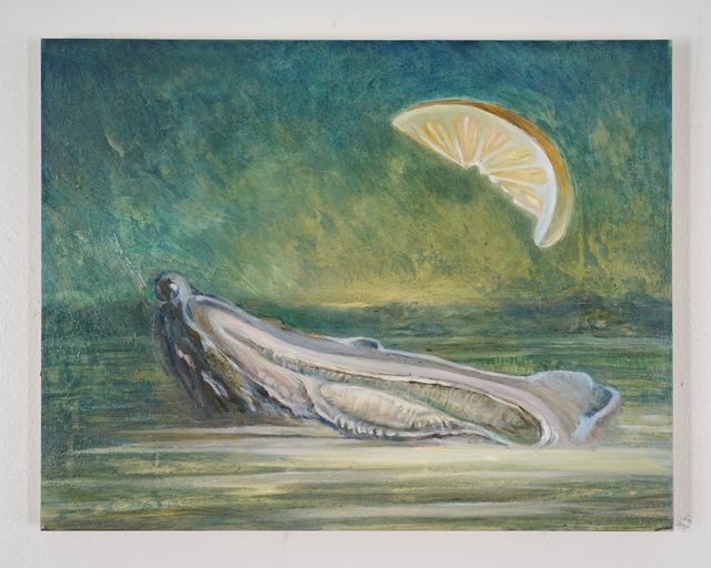 Image of artwork titled "Oyster with Lemon at Night" by Alina Bliumis