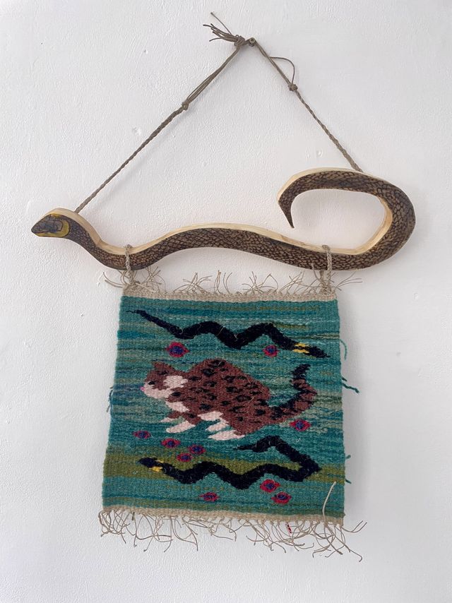 Image of artwork titled "Cat fights with grass snakes" by Malgorzata Mycek
