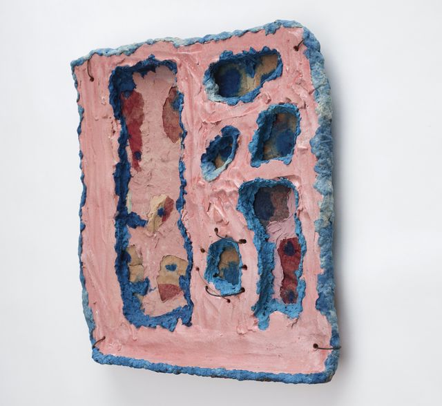 Image of artwork titled "Untitled (dusty rose wall with blue trim)" by Sahar Khoury