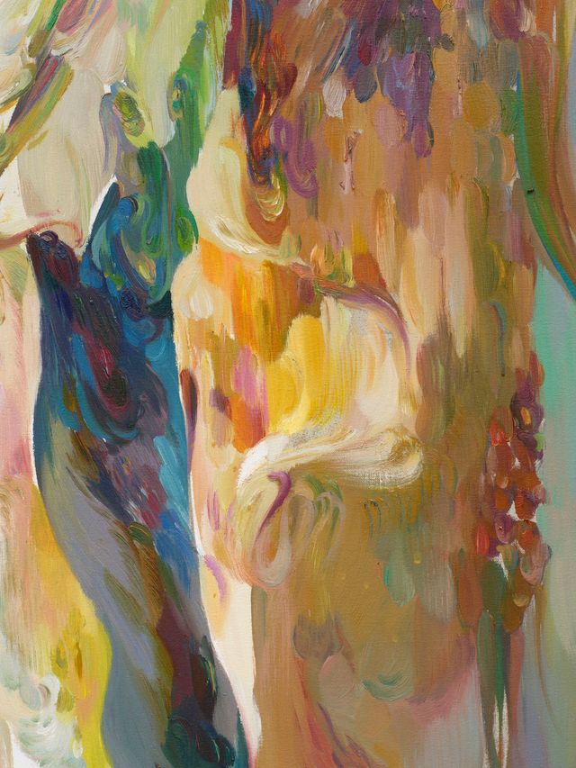 Image of artwork titled "We hang suspended, like letters left unwritten, rain-bound to spring’s envelope — full moon" by YaYa Yajie Liang