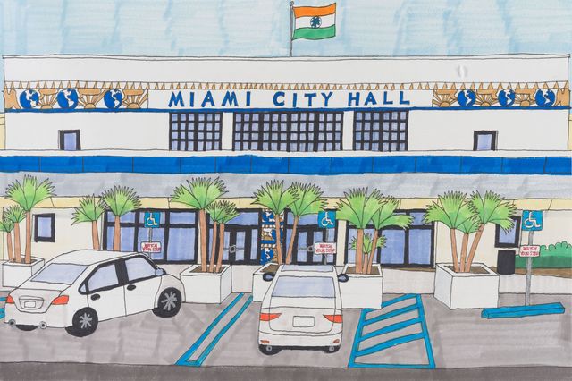 Image of artwork titled "Miami City Hall, 3500 Pan American Drive, Miami, Florida" by Joe Zaldivar