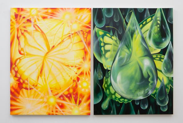 Image of artwork titled "butterfly diptych (The rain and the sun)" by Kat Lyons