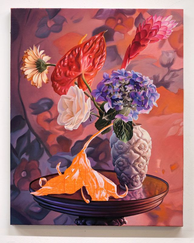 Image of artwork titled "Flowers Arranged at Home in Front of Johannes Kahrs's Therapy (Spilled Coffee with Flowers)" by Chason Matthams